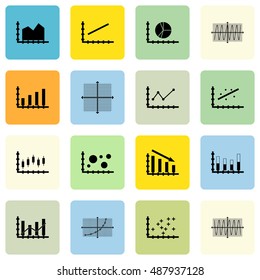 Set Of Graphs, Diagrams And Statistics Icons. Premium Quality Symbol Collection. Icons Can Be Used For Web, App And UI Design. Vector Illustration, EPS10.