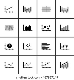 Set Of Graphs, Diagrams And Statistics Icons. Premium Quality Symbol Collection. Icons Can Be Used For Web, App And UI Design. Vector Illustration, EPS10.