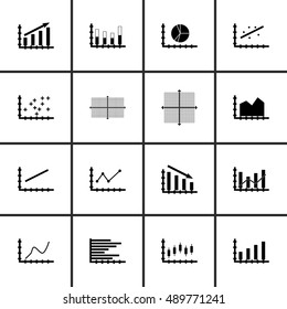Set Of Graphs, Diagrams And Statistics Icons. Premium Quality Symbol Collection. Icons Can Be Used For Web, App And UI Design. Vector Illustration, EPS10.