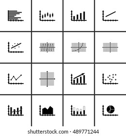 Set Of Graphs, Diagrams And Statistics Icons. Premium Quality Symbol Collection. Icons Can Be Used For Web, App And UI Design. Vector Illustration, EPS10.