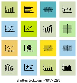 Set Of Graphs, Diagrams And Statistics Icons. Premium Quality Symbol Collection. Icons Can Be Used For Web, App And UI Design. Vector Illustration, EPS10.