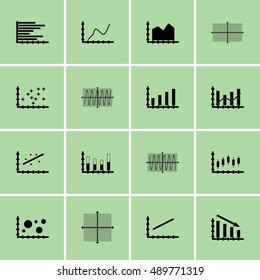 Set Of Graphs, Diagrams And Statistics Icons. Premium Quality Symbol Collection. Icons Can Be Used For Web, App And UI Design. Vector Illustration, EPS10.