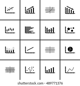 Set Of Graphs, Diagrams And Statistics Icons. Premium Quality Symbol Collection. Icons Can Be Used For Web, App And UI Design. Vector Illustration, EPS10.