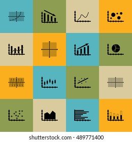 Set Of Graphs, Diagrams And Statistics Icons. Premium Quality Symbol Collection. Icons Can Be Used For Web, App And UI Design. Vector Illustration, EPS10.
