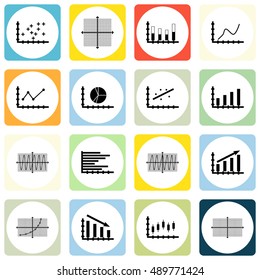 Set Of Graphs, Diagrams And Statistics Icons. Premium Quality Symbol Collection. Icons Can Be Used For Web, App And UI Design. Vector Illustration, EPS10.
