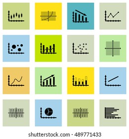 Set Of Graphs, Diagrams And Statistics Icons. Premium Quality Symbol Collection. Icons Can Be Used For Web, App And UI Design. Vector Illustration, EPS10.