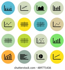 Set Of Graphs, Diagrams And Statistics Icons. Premium Quality Symbol Collection. Icons Can Be Used For Web, App And UI Design. Vector Illustration, EPS10.