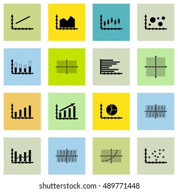 Set Of Graphs, Diagrams And Statistics Icons. Premium Quality Symbol Collection. Icons Can Be Used For Web, App And UI Design. Vector Illustration, EPS10.