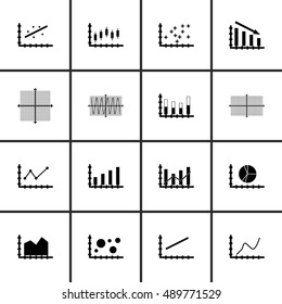 Set Of Graphs, Diagrams And Statistics Icons. Premium Quality Symbol Collection. Icons Can Be Used For Web, App And UI Design. Vector Illustration, EPS10.