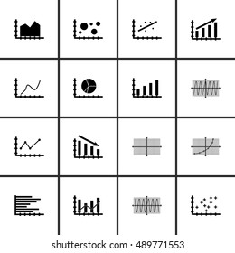 Set Of Graphs, Diagrams And Statistics Icons. Premium Quality Symbol Collection. Icons Can Be Used For Web, App And UI Design. Vector Illustration, EPS10.
