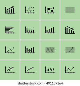 Set Of Graphs, Diagrams And Statistics Icons. Premium Quality Symbol Collection. Icons Can Be Used For Web, App And UI Design. Vector Illustration, EPS10.