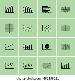 Set Of Graphs, Diagrams And Statistics Icons. Premium Quality Symbol Collection. Icons Can Be Used For Web, App And UI Design. Vector Illustration, EPS10.