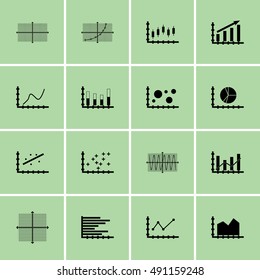 Set Of Graphs, Diagrams And Statistics Icons. Premium Quality Symbol Collection. Icons Can Be Used For Web, App And UI Design. Vector Illustration, EPS10.