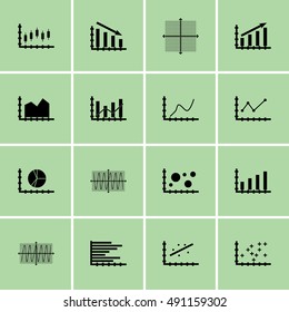 Set Of Graphs, Diagrams And Statistics Icons. Premium Quality Symbol Collection. Icons Can Be Used For Web, App And UI Design. Vector Illustration, EPS10.