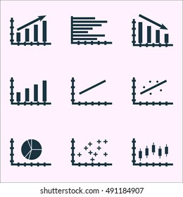 Set Of Graphs, Diagrams And Statistics Icons. Premium Quality Symbol Collection. Icons Can Be Used For Web, App And UI Design. Vector Illustration, EPS10.