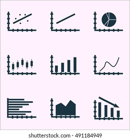 Set Of Graphs, Diagrams And Statistics Icons. Premium Quality Symbol Collection. Icons Can Be Used For Web, App And UI Design. Vector Illustration, EPS10.