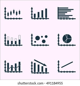 Set Of Graphs, Diagrams And Statistics Icons. Premium Quality Symbol Collection. Icons Can Be Used For Web, App And UI Design. Vector Illustration, EPS10.