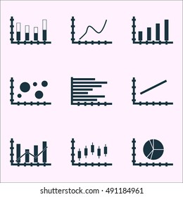 Set Of Graphs, Diagrams And Statistics Icons. Premium Quality Symbol Collection. Icons Can Be Used For Web, App And UI Design. Vector Illustration, EPS10.