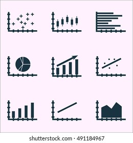 Set Of Graphs, Diagrams And Statistics Icons. Premium Quality Symbol Collection. Icons Can Be Used For Web, App And UI Design. Vector Illustration, EPS10.