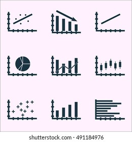 Set Of Graphs, Diagrams And Statistics Icons. Premium Quality Symbol Collection. Icons Can Be Used For Web, App And UI Design. Vector Illustration, EPS10.