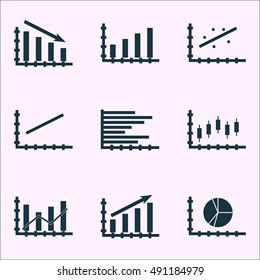 Set Of Graphs, Diagrams And Statistics Icons. Premium Quality Symbol Collection. Icons Can Be Used For Web, App And UI Design. Vector Illustration, EPS10.