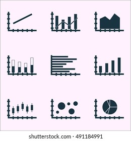 Set Of Graphs, Diagrams And Statistics Icons. Premium Quality Symbol Collection. Icons Can Be Used For Web, App And UI Design. Vector Illustration, EPS10.