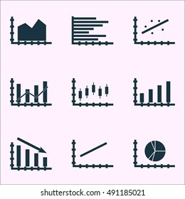 Set Of Graphs, Diagrams And Statistics Icons. Premium Quality Symbol Collection. Icons Can Be Used For Web, App And UI Design. Vector Illustration, EPS10.