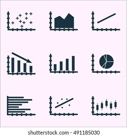 Set Of Graphs, Diagrams And Statistics Icons. Premium Quality Symbol Collection. Icons Can Be Used For Web, App And UI Design. Vector Illustration, EPS10.