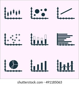 Set Of Graphs, Diagrams And Statistics Icons. Premium Quality Symbol Collection. Icons Can Be Used For Web, App And UI Design. Vector Illustration, EPS10.