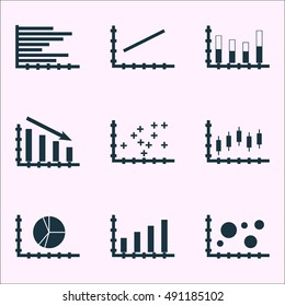 Set Of Graphs, Diagrams And Statistics Icons. Premium Quality Symbol Collection. Icons Can Be Used For Web, App And UI Design. Vector Illustration, EPS10.