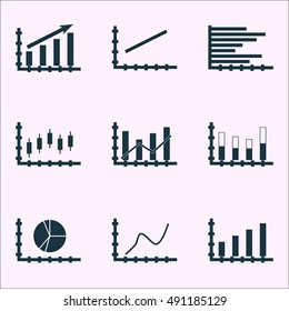 Set Of Graphs, Diagrams And Statistics Icons. Premium Quality Symbol Collection. Icons Can Be Used For Web, App And UI Design. Vector Illustration, EPS10.