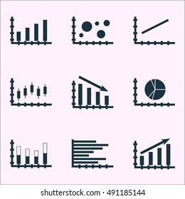 Set Of Graphs, Diagrams And Statistics Icons. Premium Quality Symbol Collection. Icons Can Be Used For Web, App And UI Design. Vector Illustration, EPS10.