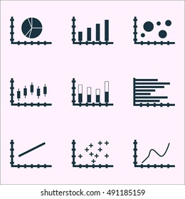 Set Of Graphs, Diagrams And Statistics Icons. Premium Quality Symbol Collection. Icons Can Be Used For Web, App And UI Design. Vector Illustration, EPS10.