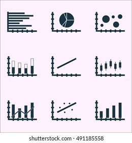 Set Of Graphs, Diagrams And Statistics Icons. Premium Quality Symbol Collection. Icons Can Be Used For Web, App And UI Design. Vector Illustration, EPS10.