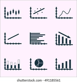 Set Of Graphs, Diagrams And Statistics Icons. Premium Quality Symbol Collection. Icons Can Be Used For Web, App And UI Design. Vector Illustration, EPS10.