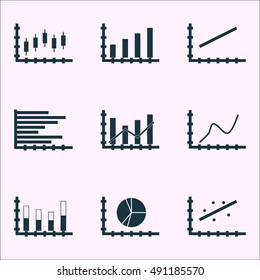 Set Of Graphs, Diagrams And Statistics Icons. Premium Quality Symbol Collection. Icons Can Be Used For Web, App And UI Design. Vector Illustration, EPS10.