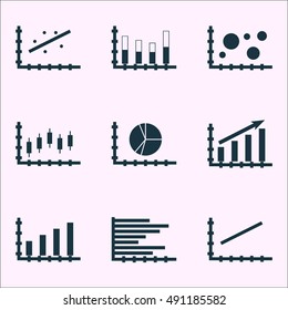 Set Of Graphs, Diagrams And Statistics Icons. Premium Quality Symbol Collection. Icons Can Be Used For Web, App And UI Design. Vector Illustration, EPS10.