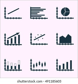 Set Of Graphs, Diagrams And Statistics Icons. Premium Quality Symbol Collection. Icons Can Be Used For Web, App And UI Design. Vector Illustration, EPS10.
