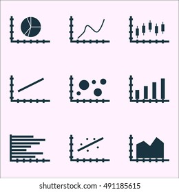 Set Of Graphs, Diagrams And Statistics Icons. Premium Quality Symbol Collection. Icons Can Be Used For Web, App And UI Design. Vector Illustration, EPS10.