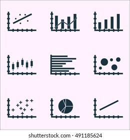 Set Of Graphs, Diagrams And Statistics Icons. Premium Quality Symbol Collection. Icons Can Be Used For Web, App And UI Design. Vector Illustration, EPS10.