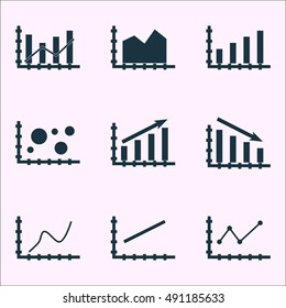 Set Of Graphs, Diagrams And Statistics Icons. Premium Quality Symbol Collection. Icons Can Be Used For Web, App And UI Design. Vector Illustration, EPS10.