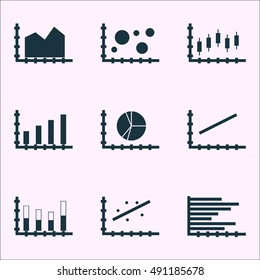 Set Of Graphs, Diagrams And Statistics Icons. Premium Quality Symbol Collection. Icons Can Be Used For Web, App And UI Design. Vector Illustration, EPS10.