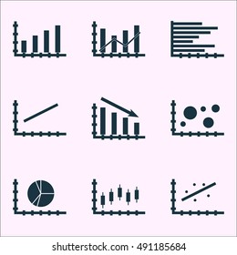 Set Of Graphs, Diagrams And Statistics Icons. Premium Quality Symbol Collection. Icons Can Be Used For Web, App And UI Design. Vector Illustration, EPS10.