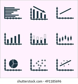 Set Of Graphs, Diagrams And Statistics Icons. Premium Quality Symbol Collection. Icons Can Be Used For Web, App And UI Design. Vector Illustration, EPS10.