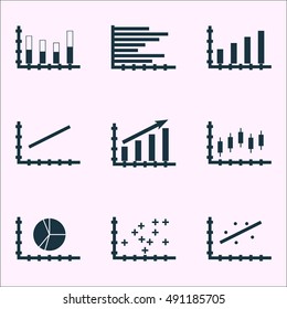 Set Of Graphs, Diagrams And Statistics Icons. Premium Quality Symbol Collection. Icons Can Be Used For Web, App And UI Design. Vector Illustration, EPS10.