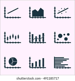 Set Of Graphs, Diagrams And Statistics Icons. Premium Quality Symbol Collection. Icons Can Be Used For Web, App And UI Design. Vector Illustration, EPS10.