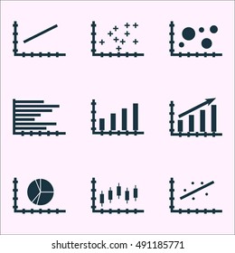 Set Of Graphs, Diagrams And Statistics Icons. Premium Quality Symbol Collection. Icons Can Be Used For Web, App And UI Design. Vector Illustration, EPS10.