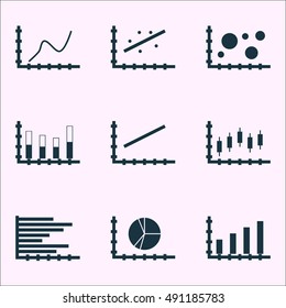 Set Of Graphs, Diagrams And Statistics Icons. Premium Quality Symbol Collection. Icons Can Be Used For Web, App And UI Design. Vector Illustration, EPS10.