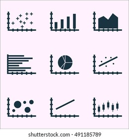 Set Of Graphs, Diagrams And Statistics Icons. Premium Quality Symbol Collection. Icons Can Be Used For Web, App And UI Design. Vector Illustration, EPS10.
