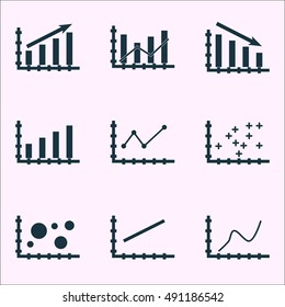 Set Of Graphs, Diagrams And Statistics Icons. Premium Quality Symbol Collection. Icons Can Be Used For Web, App And UI Design. Vector Illustration, EPS10.
